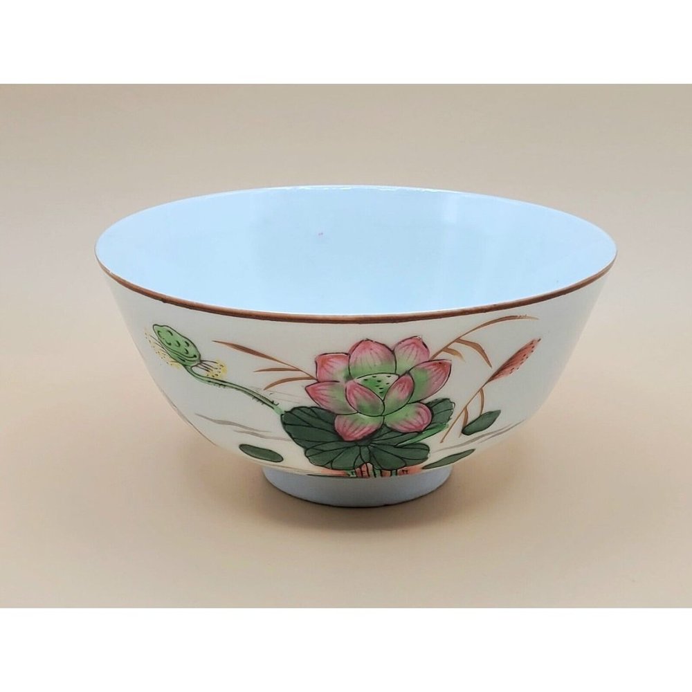Japanese vintage dipping, side dishes bowl water Lilly/Crane design